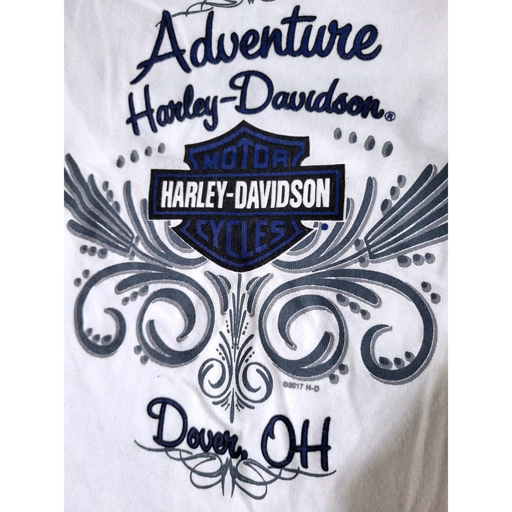 Harley Davidson‎ Motorcycle T Shirt Womens 1X Adventure Dover Ohio Top Bikercore - Picture 6 of 9